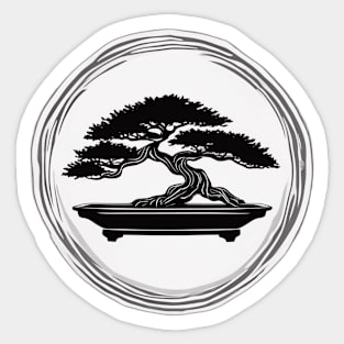 Monochrome Bonsai Tree Elegance No. 569 Sticker